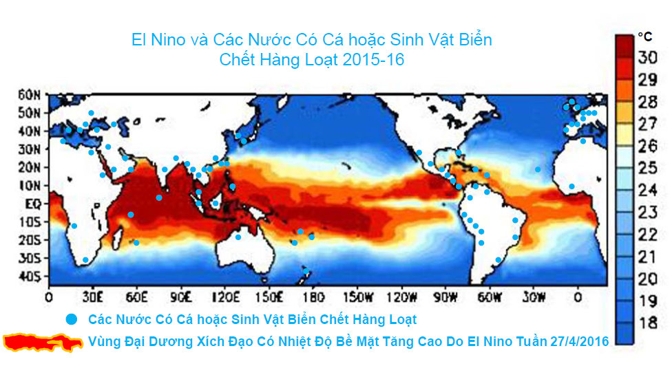 El Nino and countries with mass fish kill