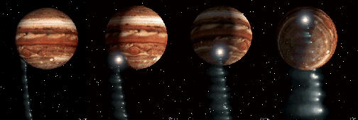 Comet Shoemaker-Levy crashing into Jupiter