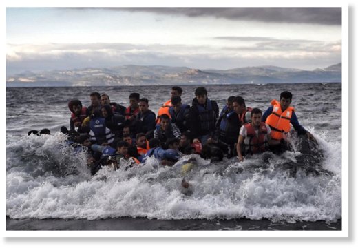 Refugees arrive at Lesbos island