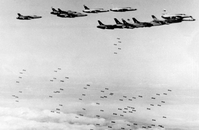 US planes bombing Vietnam