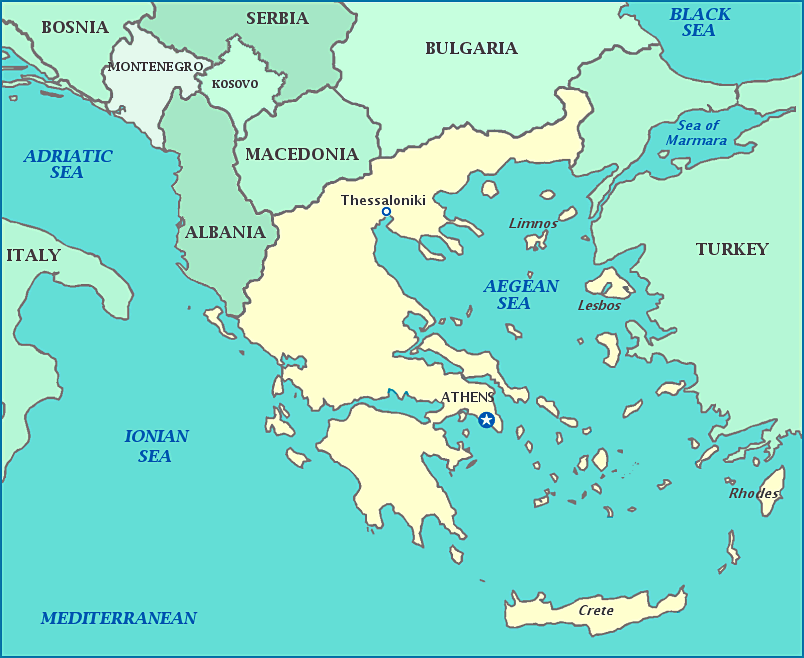 Map of Aegean Sea