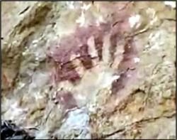 Cave-type painting on a cliff of the Sima de las Cotorras sinkhole