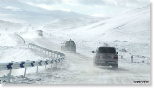 Armenia - A highway covered with snow