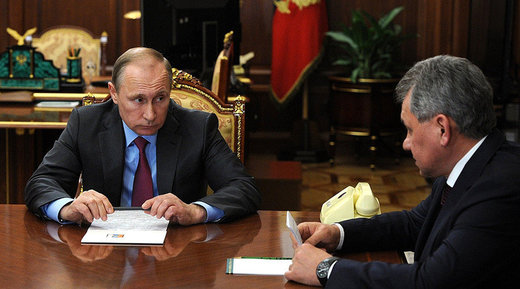 Russian President Vladimir Putin and Defense Minister Sergey Shoigu