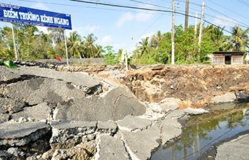 Sinking ground in Ca Mau, Vietnam