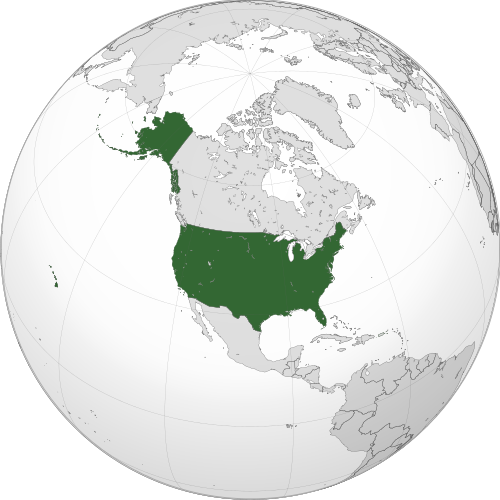 USA on world map