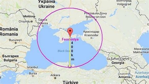S-400 coverage from Feodosiya