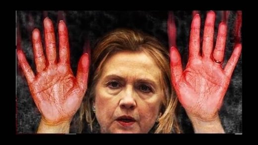 Hillary blood-soaked hands