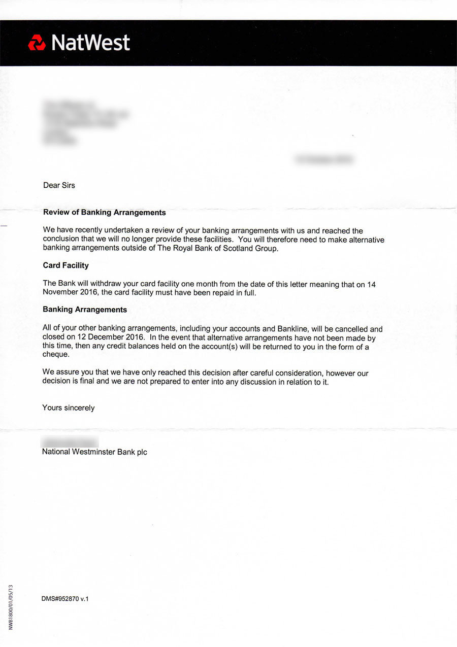 National West letter to RT