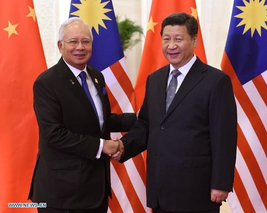 Malaysian PM Najib Razak and Chinese President Xi Jinping