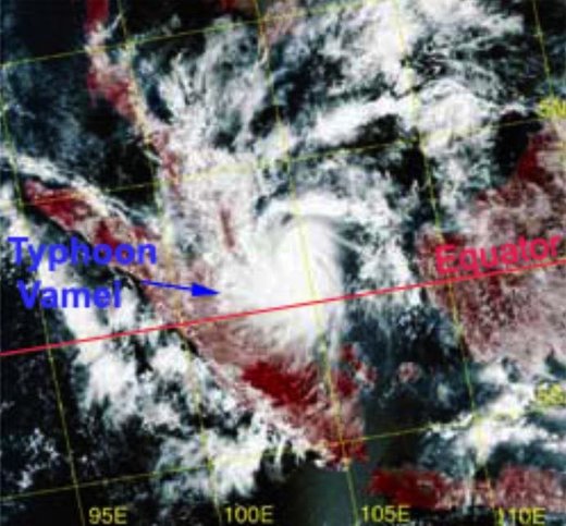 Figure 138: Satellite image of Typhoon Vamei on December 27 th , 2001