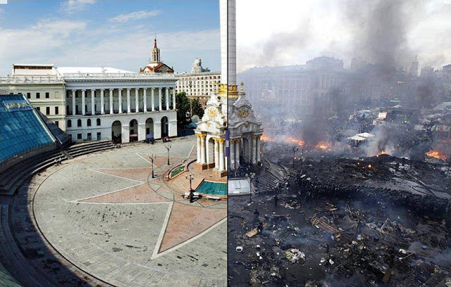 Maidan before and after pictures