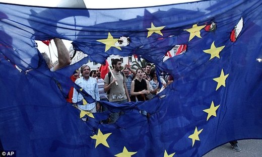 EU flag protesters