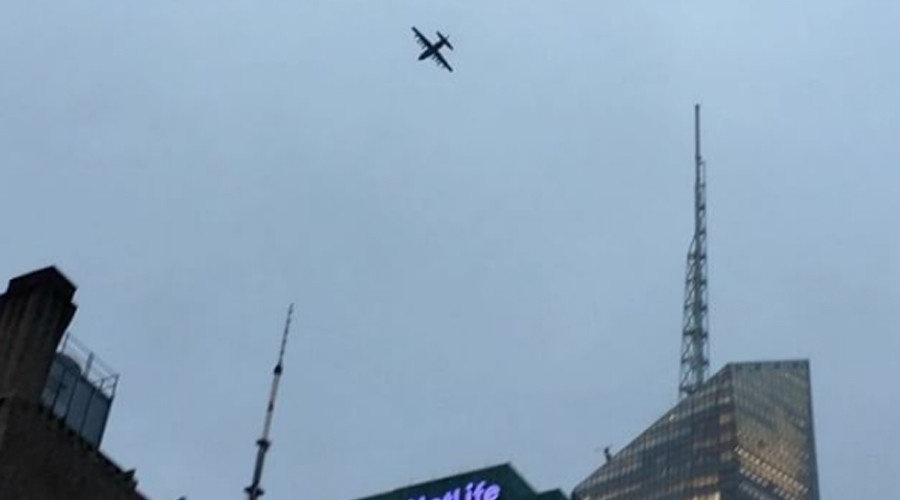C130 jet circling Manhattan, New York
