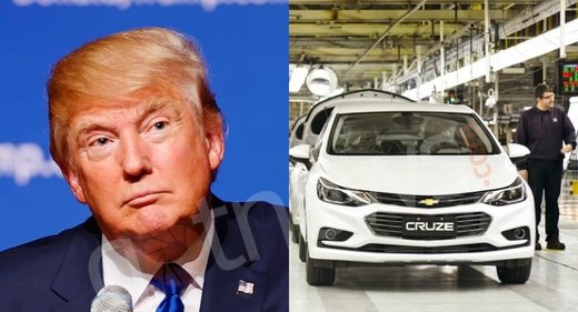 Left: President-elect Donald J. Trump. Right: A GM-owned Chevrolet Cruze in a Mexican factory