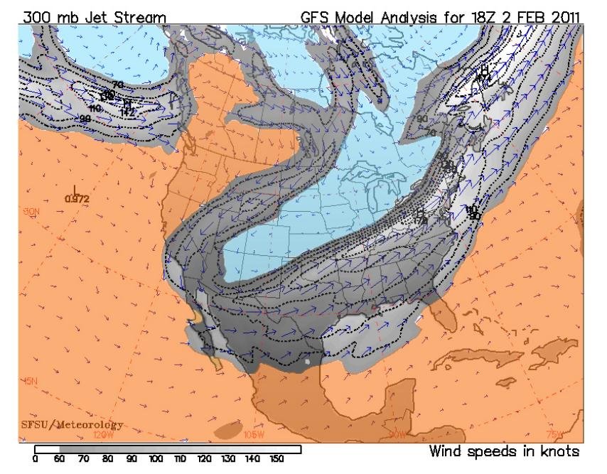 Figure 159: Jet stream over North America (February 2 nd , 2011)
