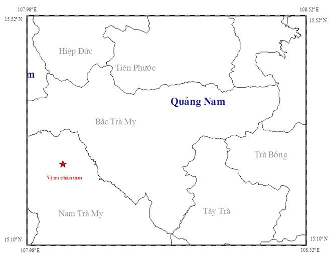 Earthquake epicenter at Quảng Nam, Vietnam