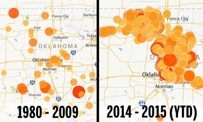 Oklahoma earthquake map fracking