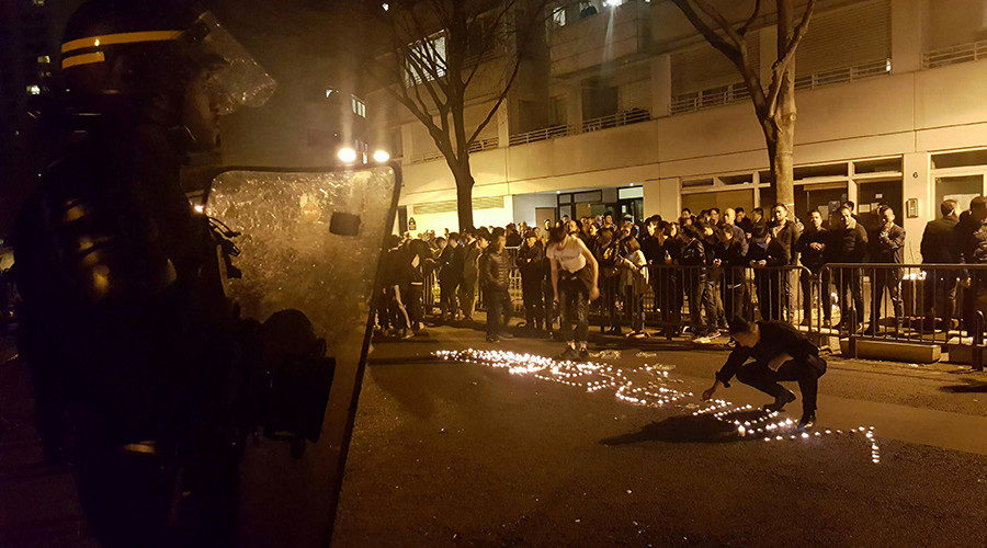 Clashes in the wake of the death of a Chinese national during a police intervention, Paris late on March 27, 2017