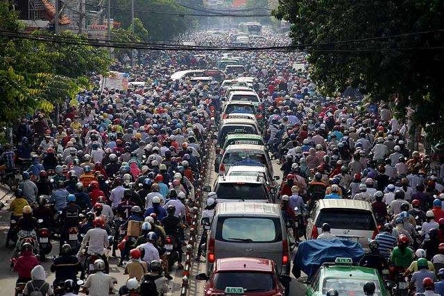 Traffic jam in Vietnam