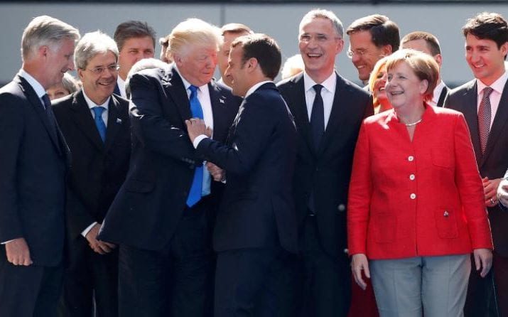 Trump NATO leaders Merkel Macron
