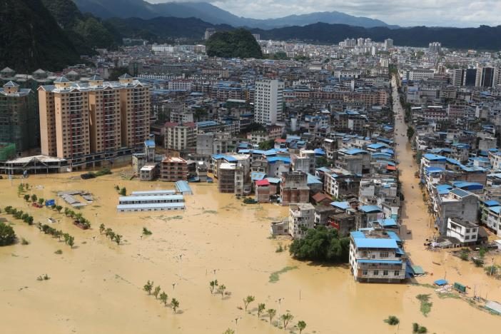 A general view shows a flooded area in Liuzhou, Guangxi province, China, July 2, 2017.