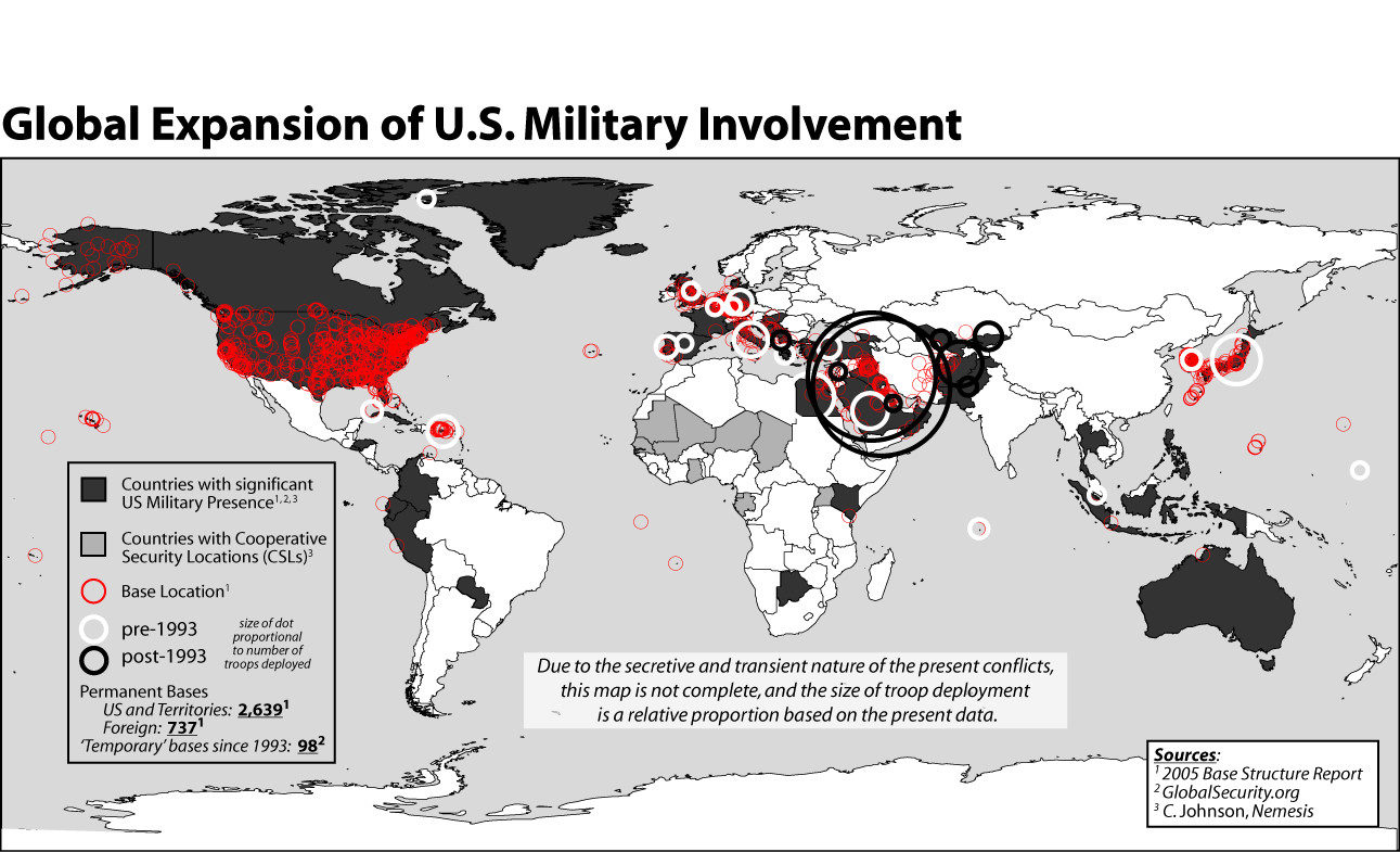 Map of US military involvement