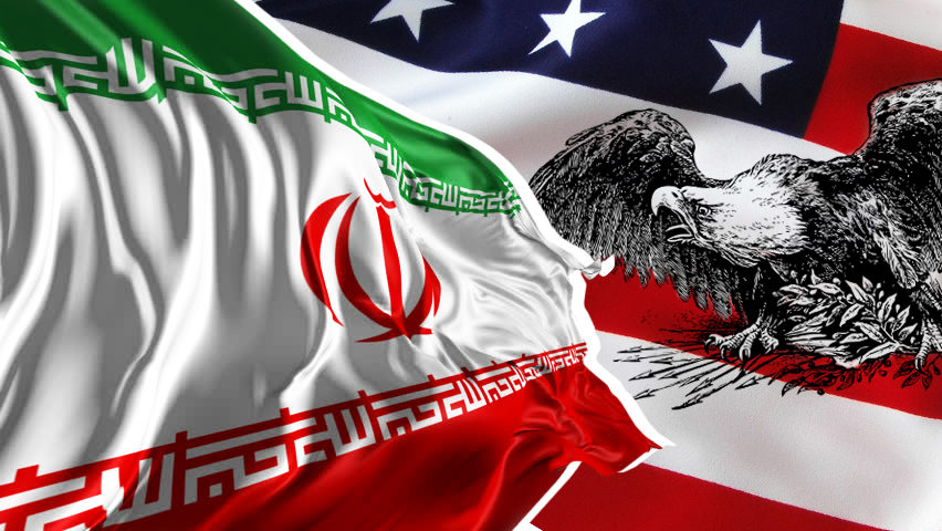 Iran and US flags collage