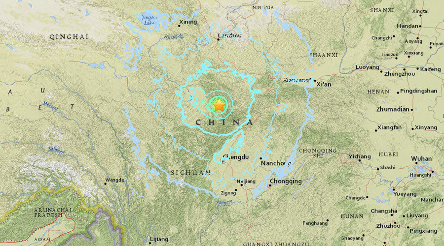 China earthquake map