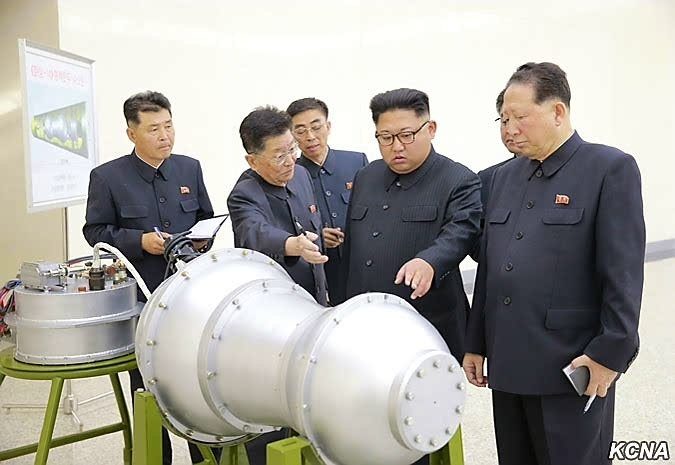 Kim Jong Un admiring a thermonuclear device