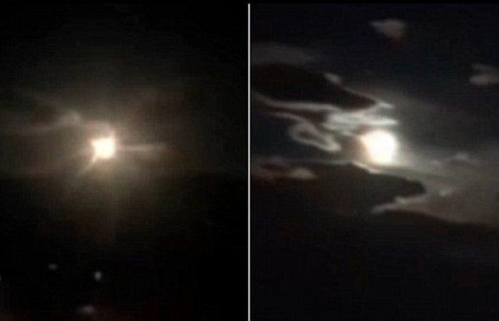 Fast and powerful: The fireball apparently overpowered the brightness of the full moon as it travelled across the sky over Yunnan Province, south-west China, at a great speed