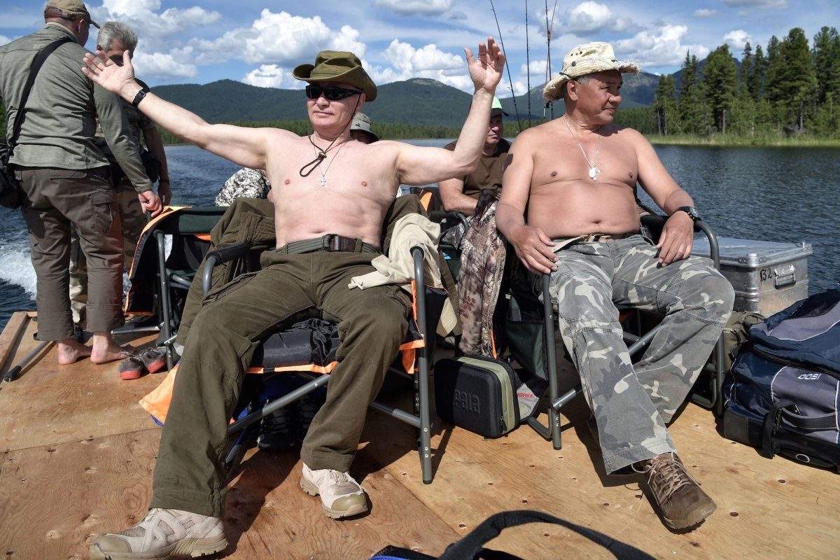 Putin Shoigu picnic bare chest