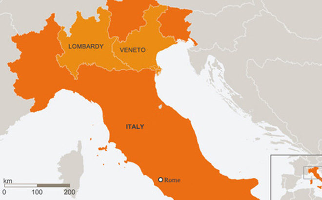 Lombardy and Veneto regions of Italia