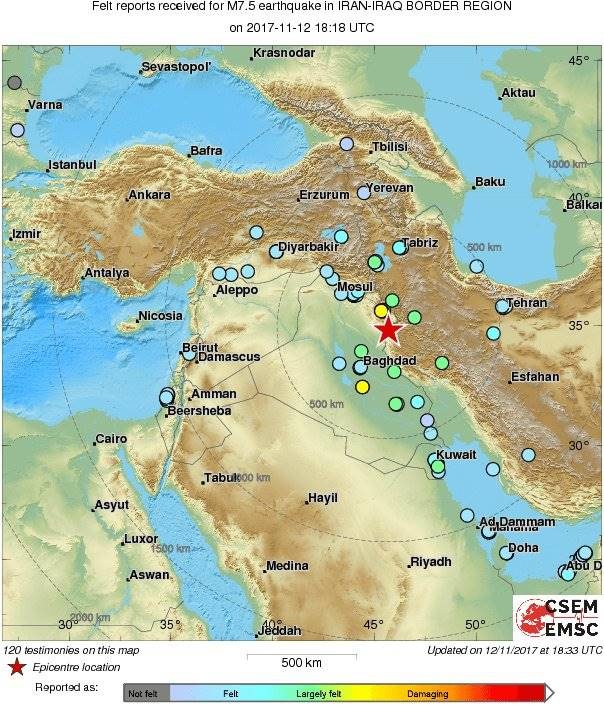 earthquake Iran Iraq 11/12/2017