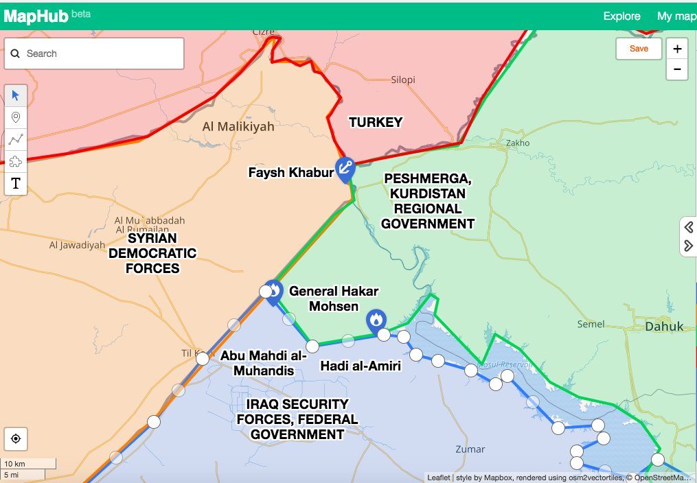 Faysh Khabur map: Gateway between Kurdistan, SDF, Turkey