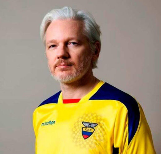 Assange in Ecuador flag colour