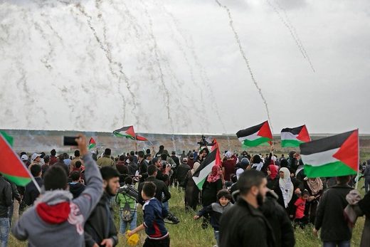 gaza tear gas protest