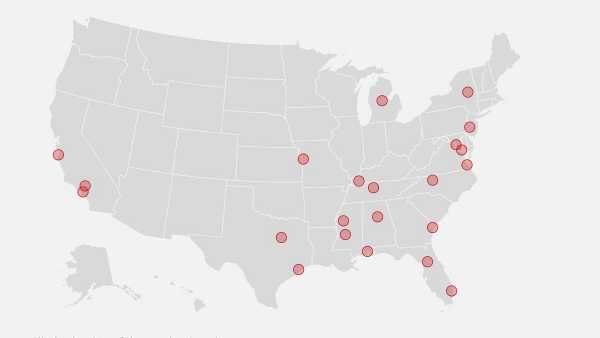 School shooting map in the US from start of 2018 until May 18