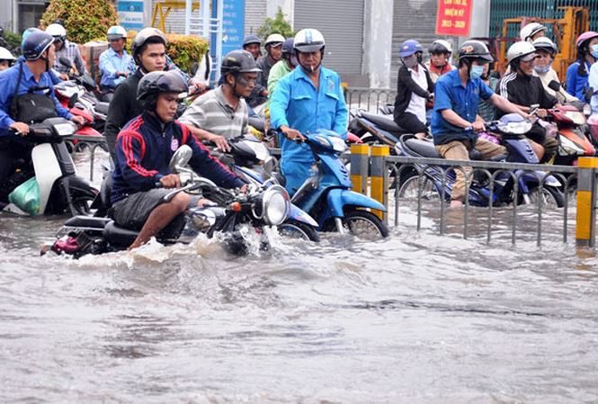 Flooded road in Vietnam