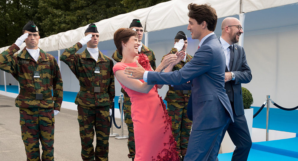 Justin Trudeau Belgium PM's wife Amélie Derbaudrenghien