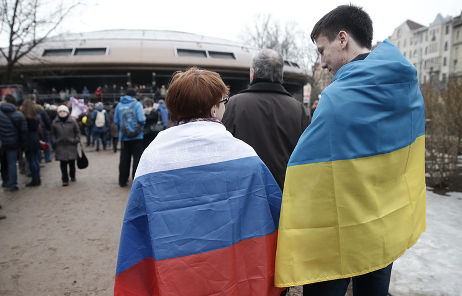 Ukraine Russia flags