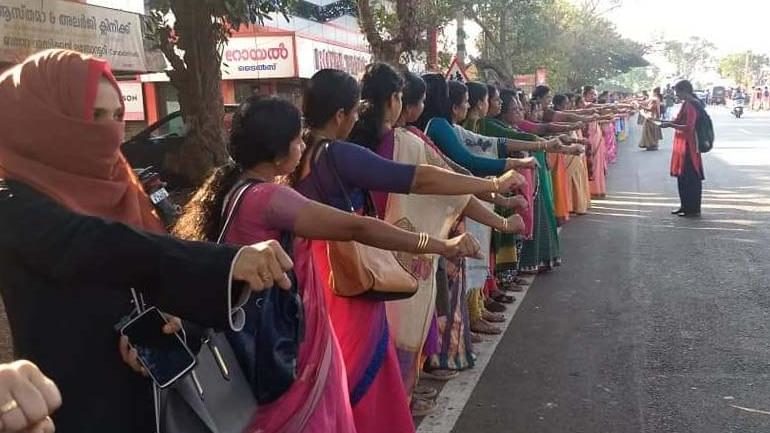 Women's Wall protest in Kerala India 1 Jan 2019