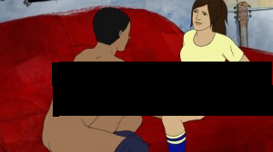 Censored excerpt from the animated cartoon forced on Swedish schoolkids. Notice the depressed face of the girl and the politically correct interracial couple.