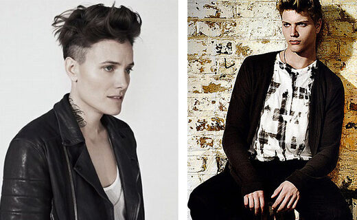 Left, Casey Legler, a French female model. Right, Swiss male model Roc Montandon